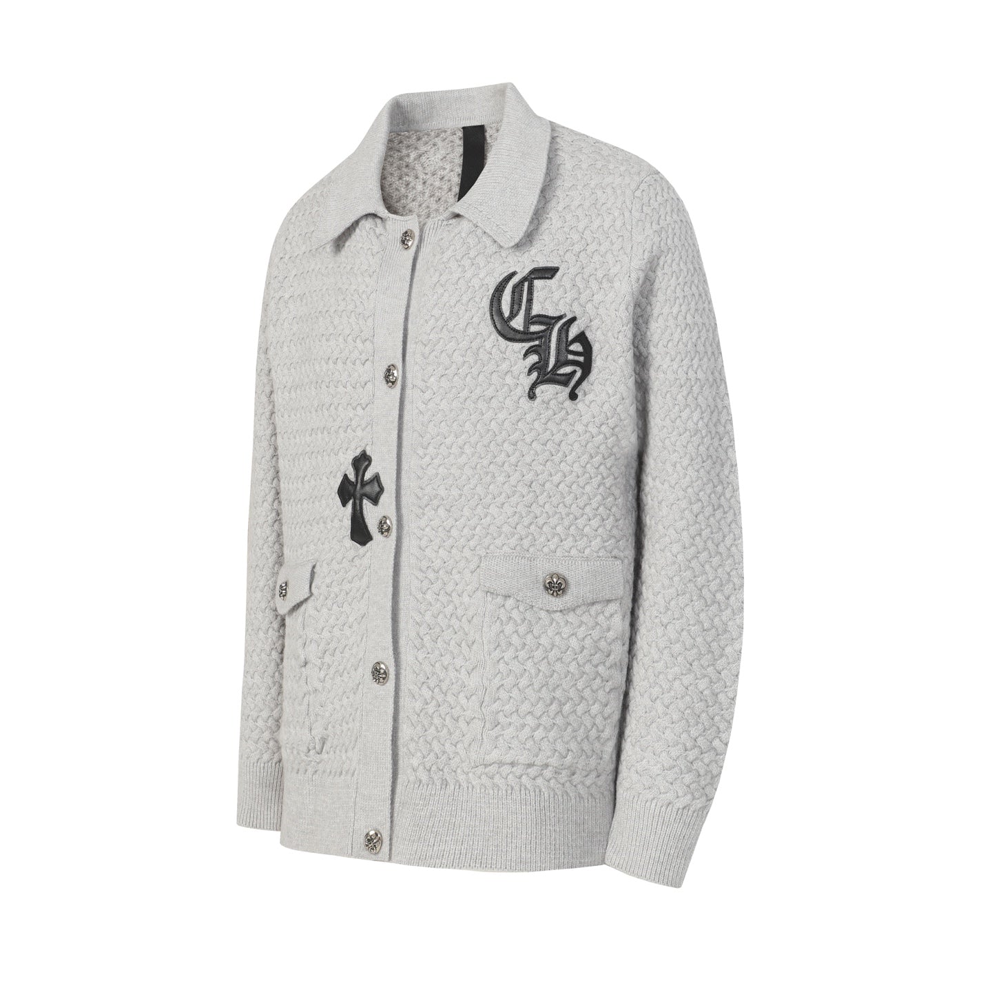 Gothic Cross Knit Cardigan - Black Grey Streetwear Jacket 904